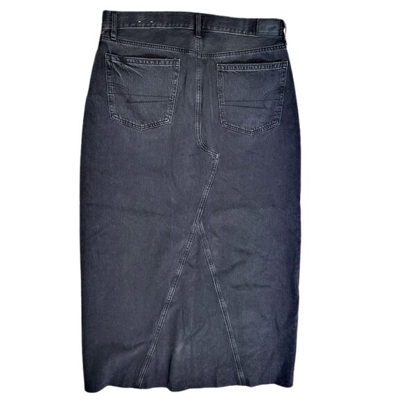 AMERICAN EAGLE Black Denim 90's High Rise Maxi Skirt - Women's 12 - Picture 2 of 8